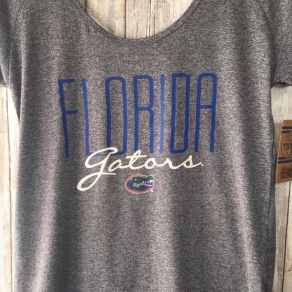 Florida Gators Women’s Small Open Back Top Gray NWT NCAA Game Day Blouse - Picture 2 of 5